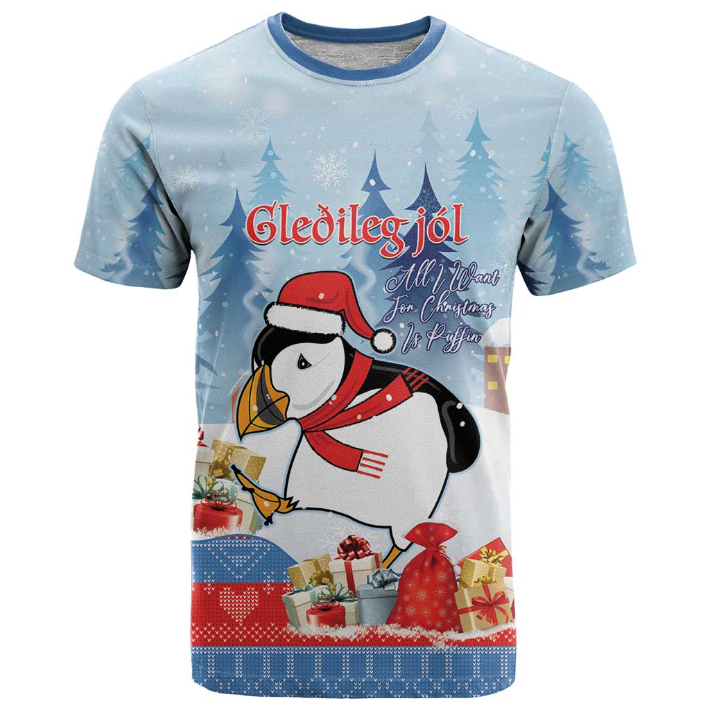 Personalised Puffin Iceland Christmas T-Shirt Merry Xmas Winter Vibes Graphic Tee