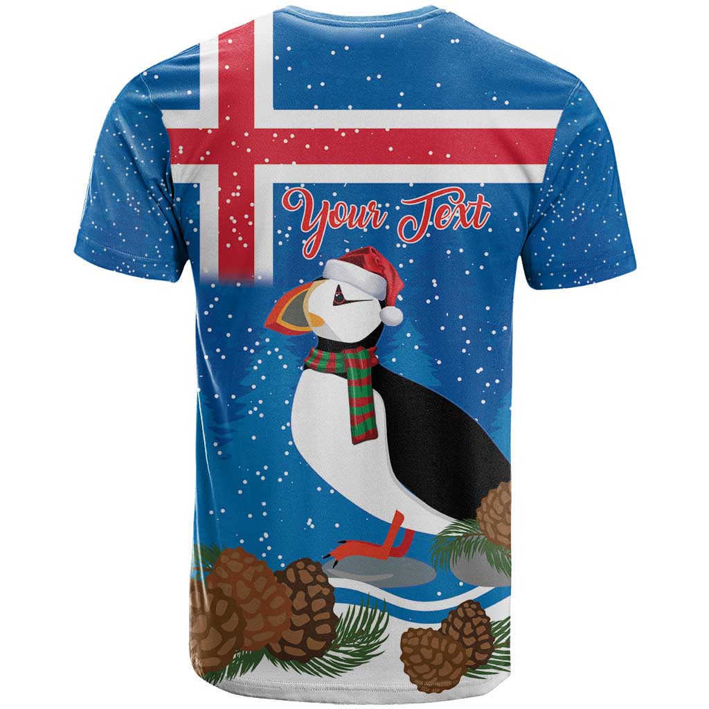 Personalised Iceland Christmas T-Shirt Puffin Santa Winter Flag Style Graphic Tee