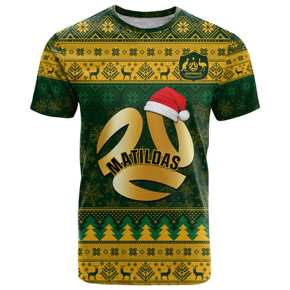 Personalised Australia Matildas Christmas T-Shirt Merry Xmas National Color Graphic Tee