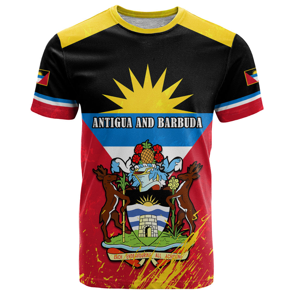 Personalised Antigua And Barbuda Independence Day T-Shirt 42nd Anniversary Flag Style Graphic Tee