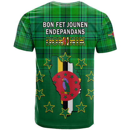 Dominica Independence Day T-Shirt Dominik Sisserou Parrot With Madras Pattern Graphic Tee
