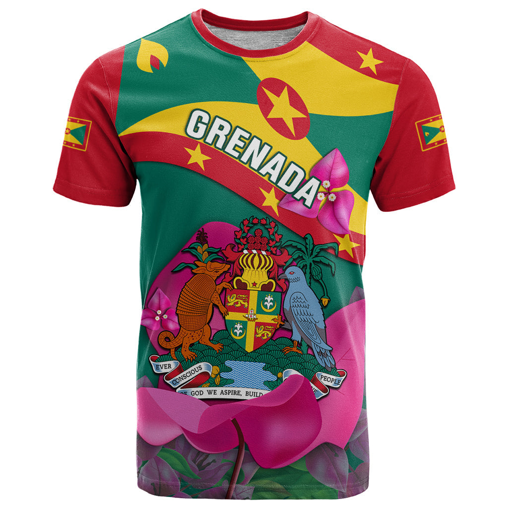 Grenada Independence Day T-Shirt Gwenad Bougainvillea Flowers Graphic Tee