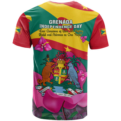 Grenada Independence Day T-Shirt Gwenad Bougainvillea Flowers Graphic Tee