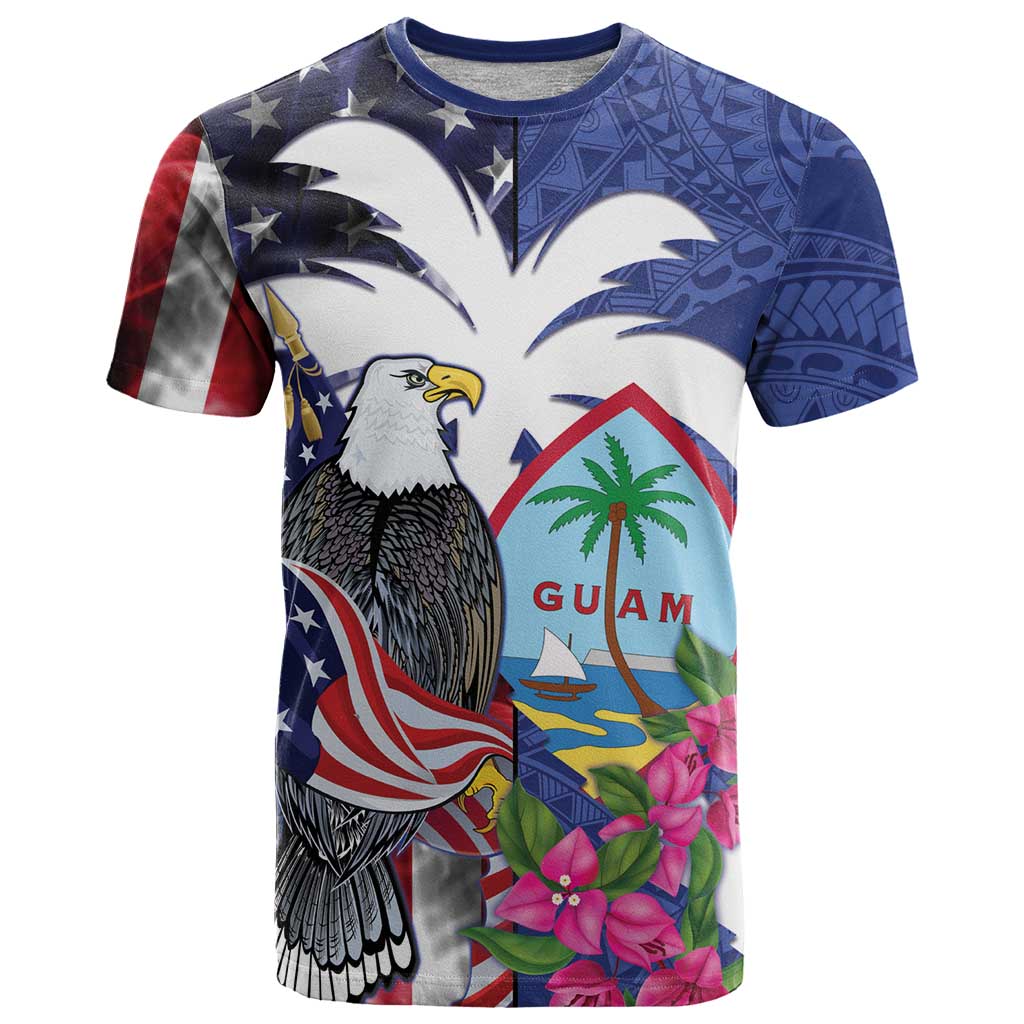 United States Guam T-Shirt USA Eagle Guahan Seal Bougainvillea Graphic Tee