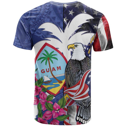 United States Guam T-Shirt USA Eagle Guahan Seal Bougainvillea Graphic Tee