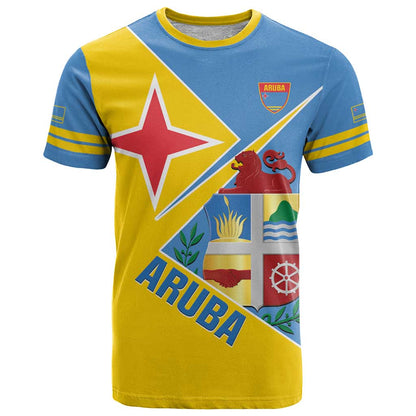 Custom Aruba Football T-Shirt 2025 Coat Of Arms Style Graphic Tee