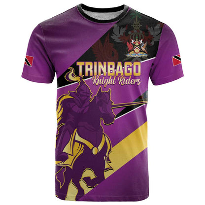 Custom Trinidad and Tobago Cricket T-Shirt Come On Knight Riders Purple Version Graphic Tee