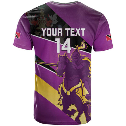 Custom Trinidad and Tobago Cricket T-Shirt Come On Knight Riders Purple Version Graphic Tee