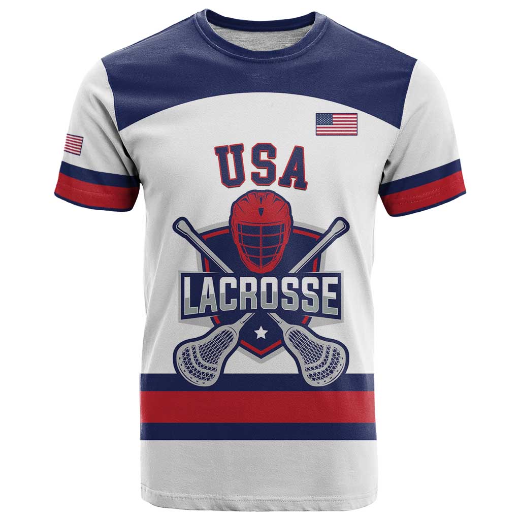 Custom United States Lacrosse T-Shirt Go Champions White Version Graphic Tee