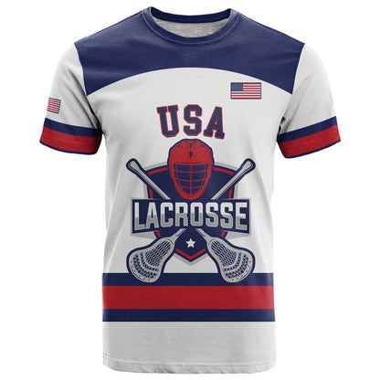 Custom United States Lacrosse T-Shirt Go Champions White Version Graphic Tee