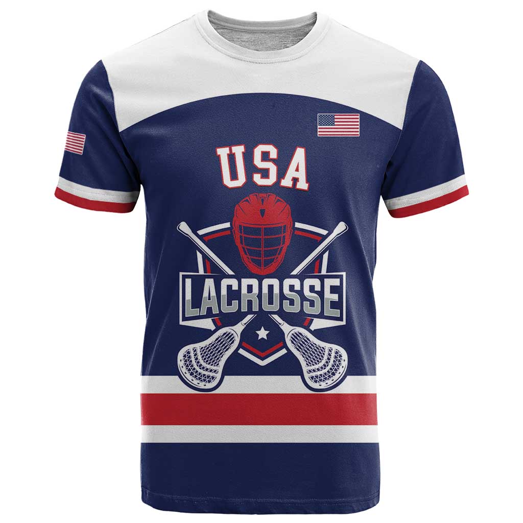 Custom United States Lacrosse T-Shirt Go Champions Blue Version Graphic Tee