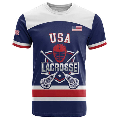 Custom United States Lacrosse T-Shirt Go Champions Blue Version Graphic Tee
