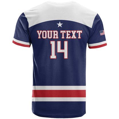 Custom United States Lacrosse T-Shirt Go Champions Blue Version Graphic Tee