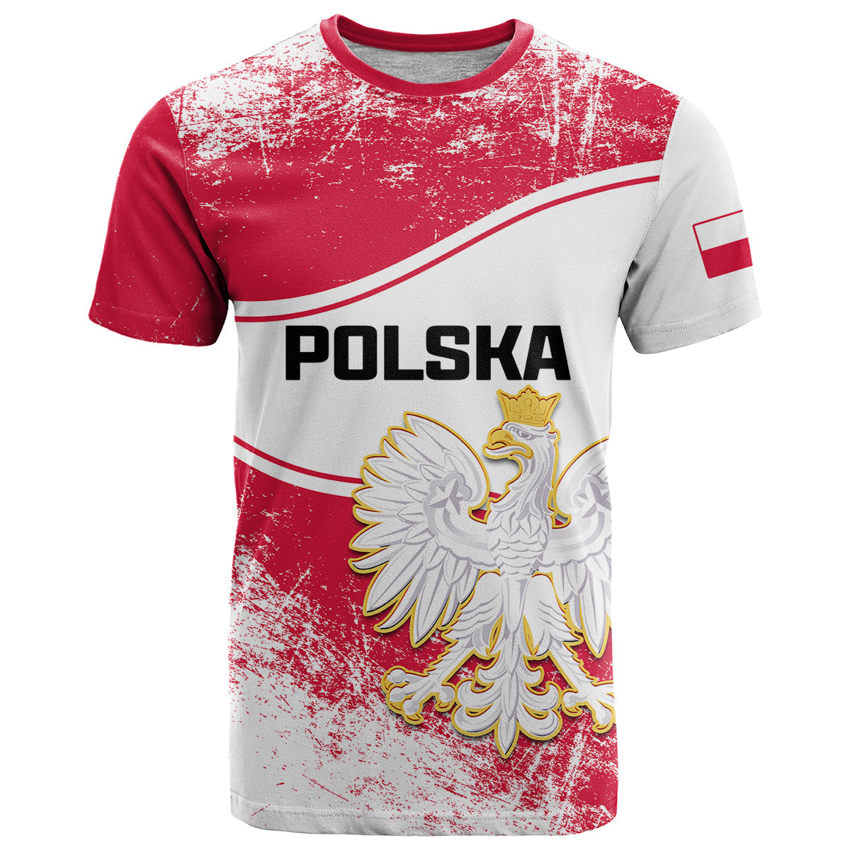 Custom Poland Constitution Day T-Shirt Coat Of Arms Grunge Style Graphic Tee