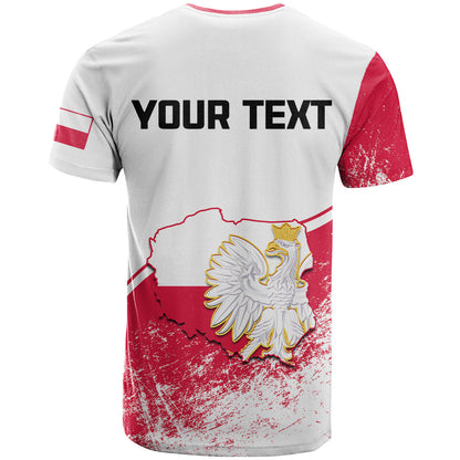 Custom Poland Constitution Day T-Shirt Coat Of Arms Grunge Style Graphic Tee