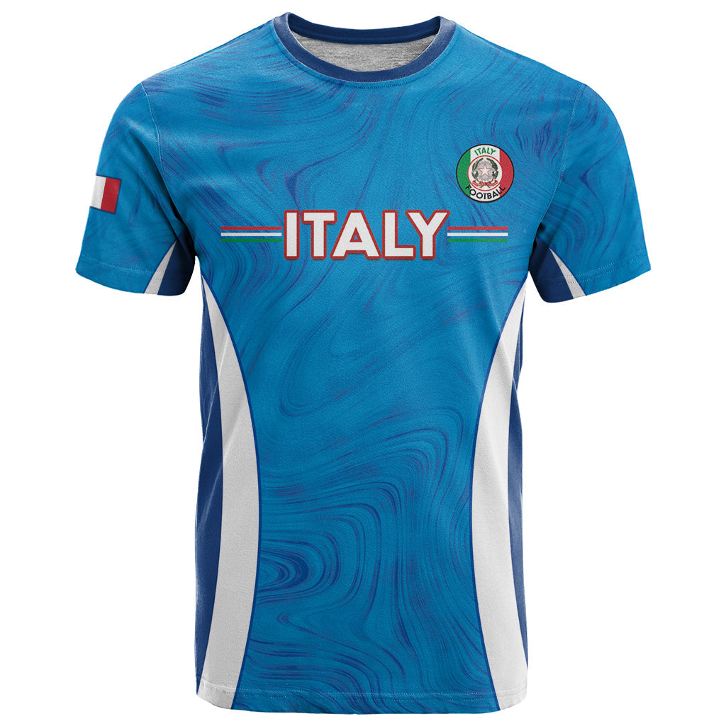 Custom Italy Football T-Shirt 2024 Gli Azzurri Marble Pattern Graphic Tee