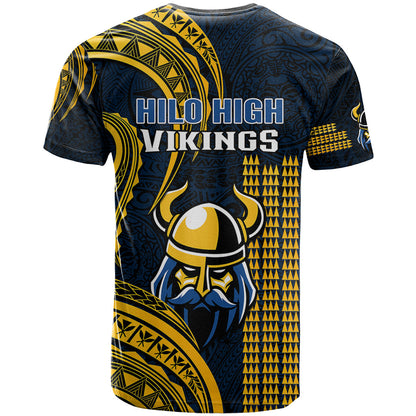 Hawaii Hilo High School T-Shirt Vikings Polynesian Kakau Pattern Graphic Tee