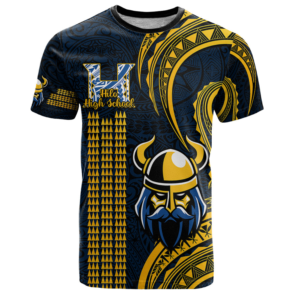 Personalised Hawaii Hilo High School T-Shirt Vikings Polynesian Kakau Pattern Graphic Tee
