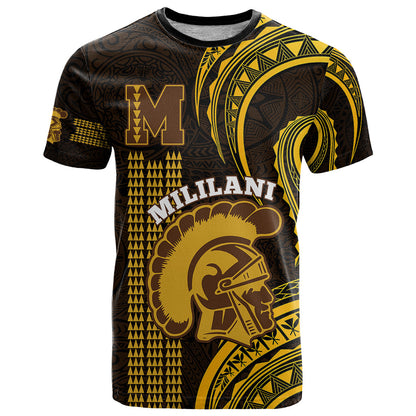 Personalised Hawaii Mililani High School T-Shirt Polynesian Kakau Pattern Graphic Tee