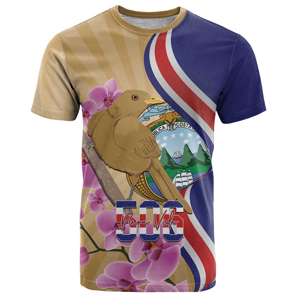Costa Rica Independence Day T-Shirt 506 Proud Yiguirro With Orchid Graphic Tee