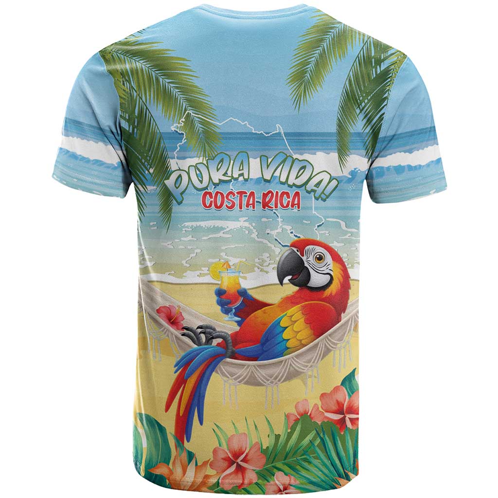 Pura Vida Costa Rica T-Shirt Chilling Scarlet Macaw Tropical Vibes Graphic Tee