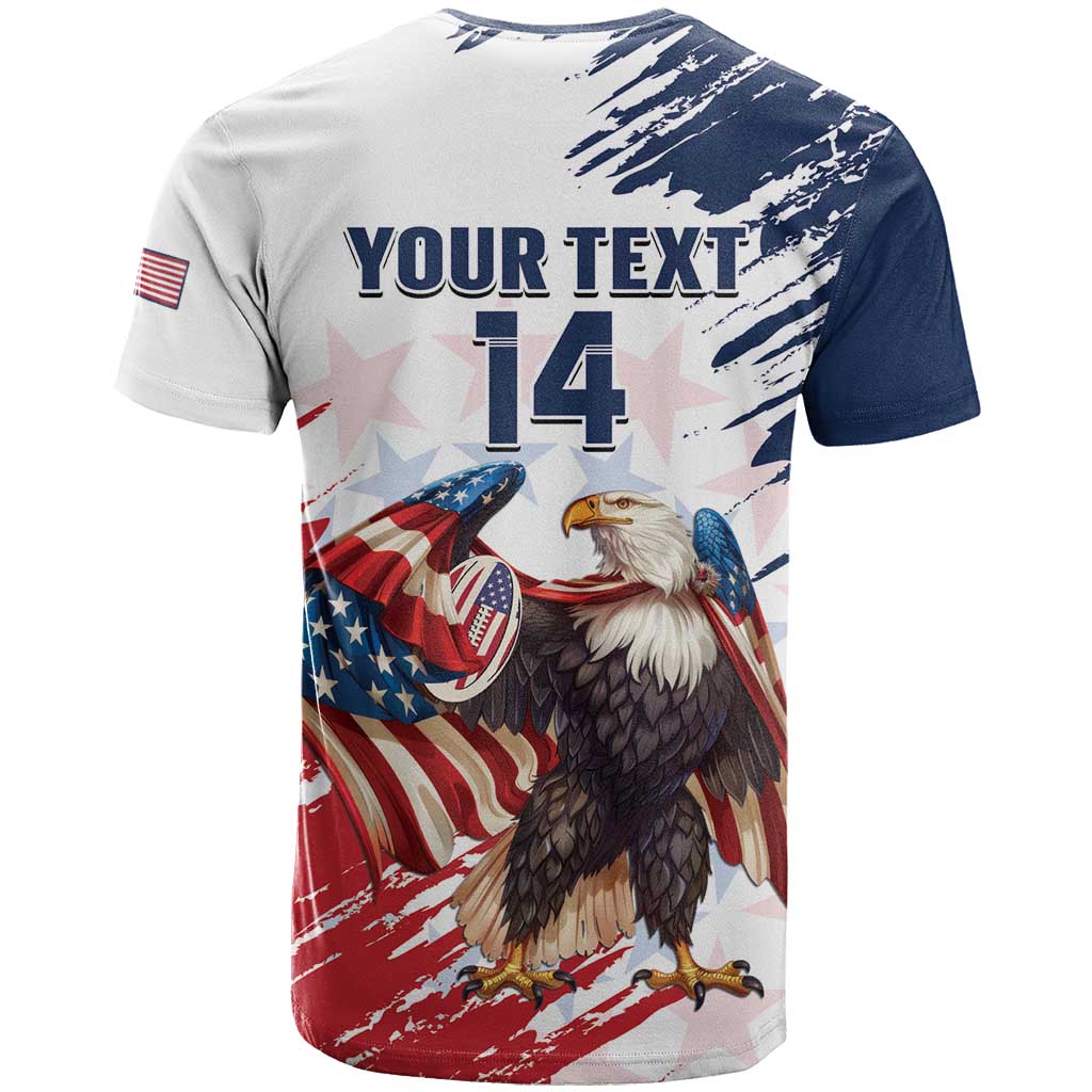 Custom USA Rugby T-Shirt Powerful Eagle Grunge Brush Style - White Graphic Tee