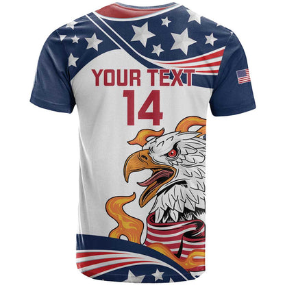 Custom USA Rugby Sevens T-Shirt Go Eagles Flag Style Graphic Tee