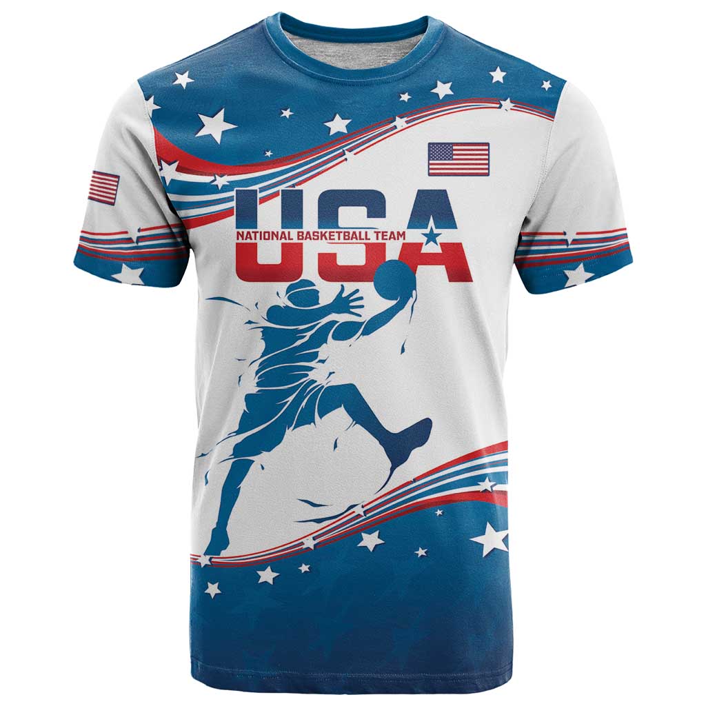 Custom USA Basketball T-Shirt 2024 Go Dream Team Curve Style Graphic Tee