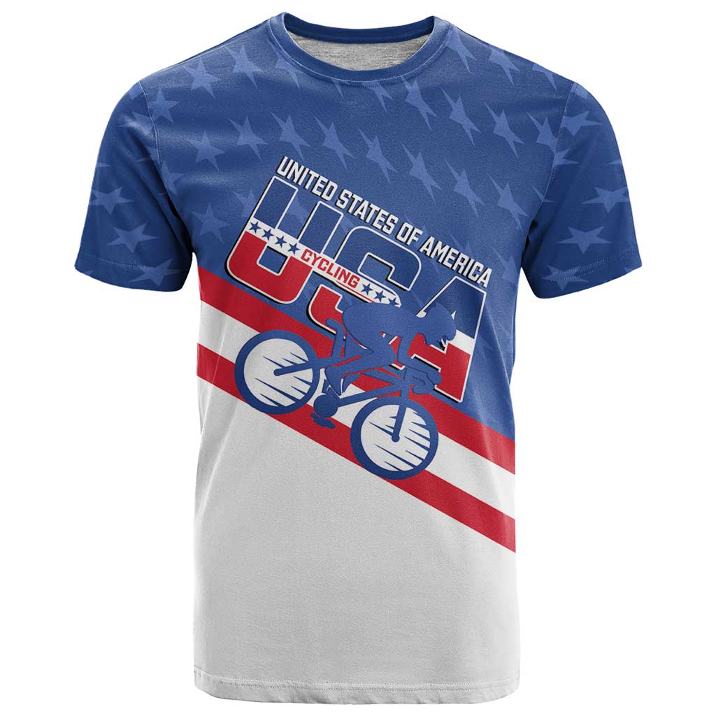 Personalized USA Cycling T-Shirt United States Bike Racing Lover Graphic Tee