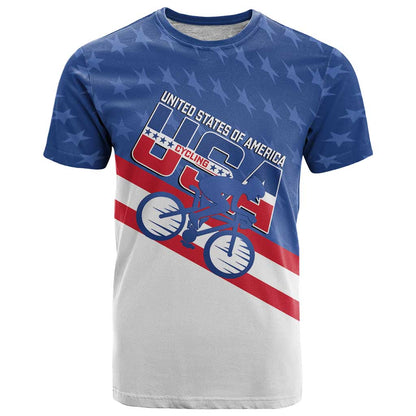Personalized USA Cycling T-Shirt United States Bike Racing Lover Graphic Tee