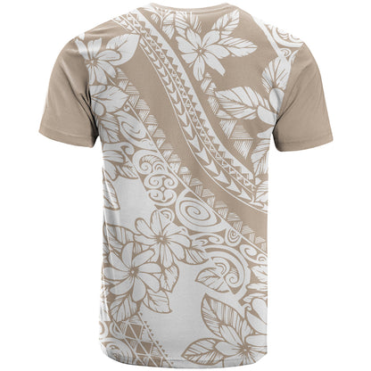 Polynesia T-Shirt Polynesian Tropical Flowers Beige Pastel Vibes Graphic Tee