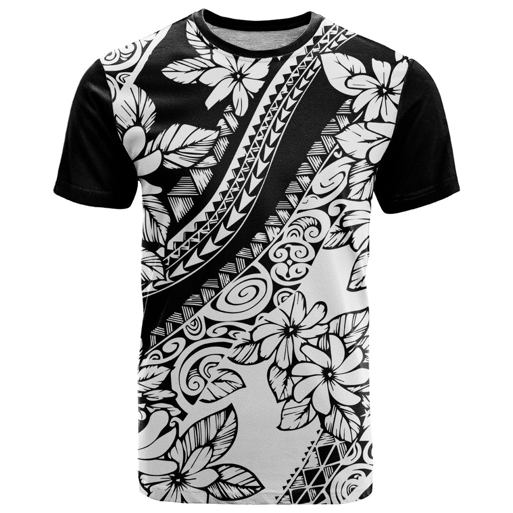 Polynesia T-Shirt Polynesian Tropical Flowers Black Pastel Vibes Graphic Tee