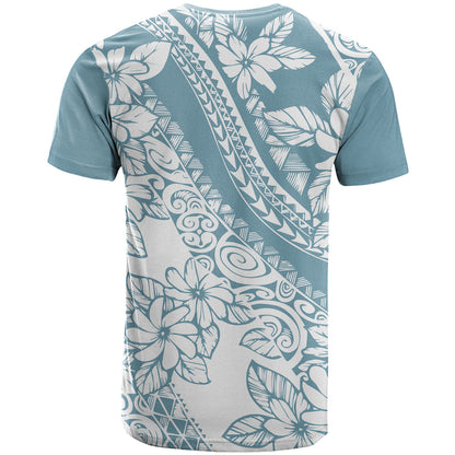 Polynesia T-Shirt Polynesian Tropical Flowers Blue Pastel Vibes Graphic Tee