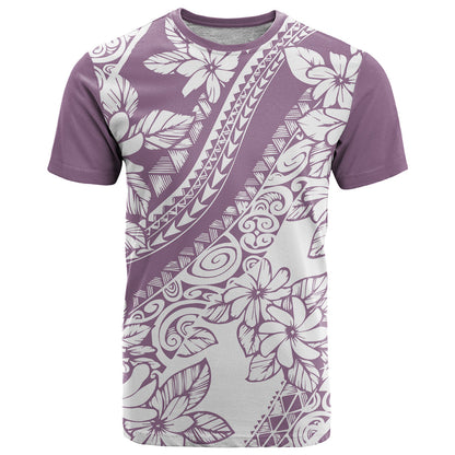 Polynesia T-Shirt Polynesian Tropical Flowers Purple Pastel Vibes Graphic Tee