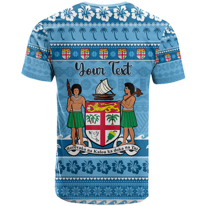 Custom Fiji Christmas T-Shirt Fijian Tapa Marau na Kerisimasi Graphic Tee