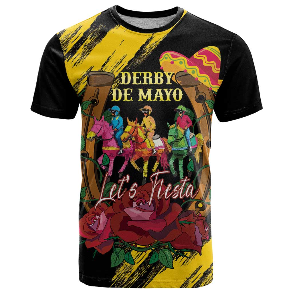 Derby De Mayo 2025 T-Shirt Pinata Horse Racing Let's Fiesta Graphic Tee