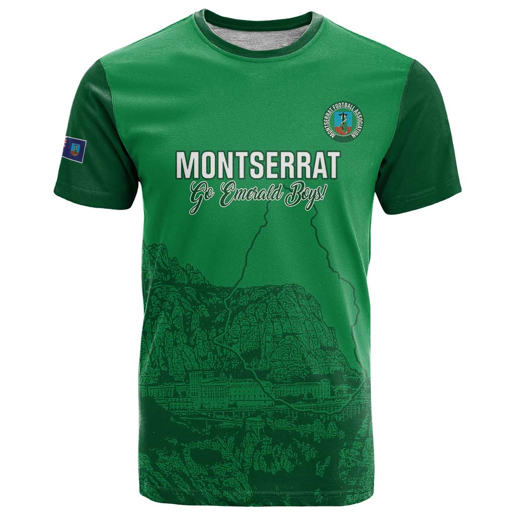 Custom Montserrat Football T-Shirt 2025 Go Emerald Boys Graphic Tee