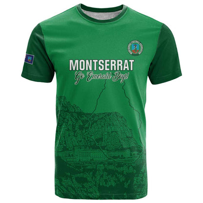 Custom Montserrat Football T-Shirt 2025 Go Emerald Boys Graphic Tee
