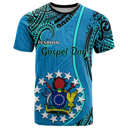 Personalised 13 March Penrhyn Island Gospel Day T-Shirt Cook Islands Tribal Pattern Graphic Tee