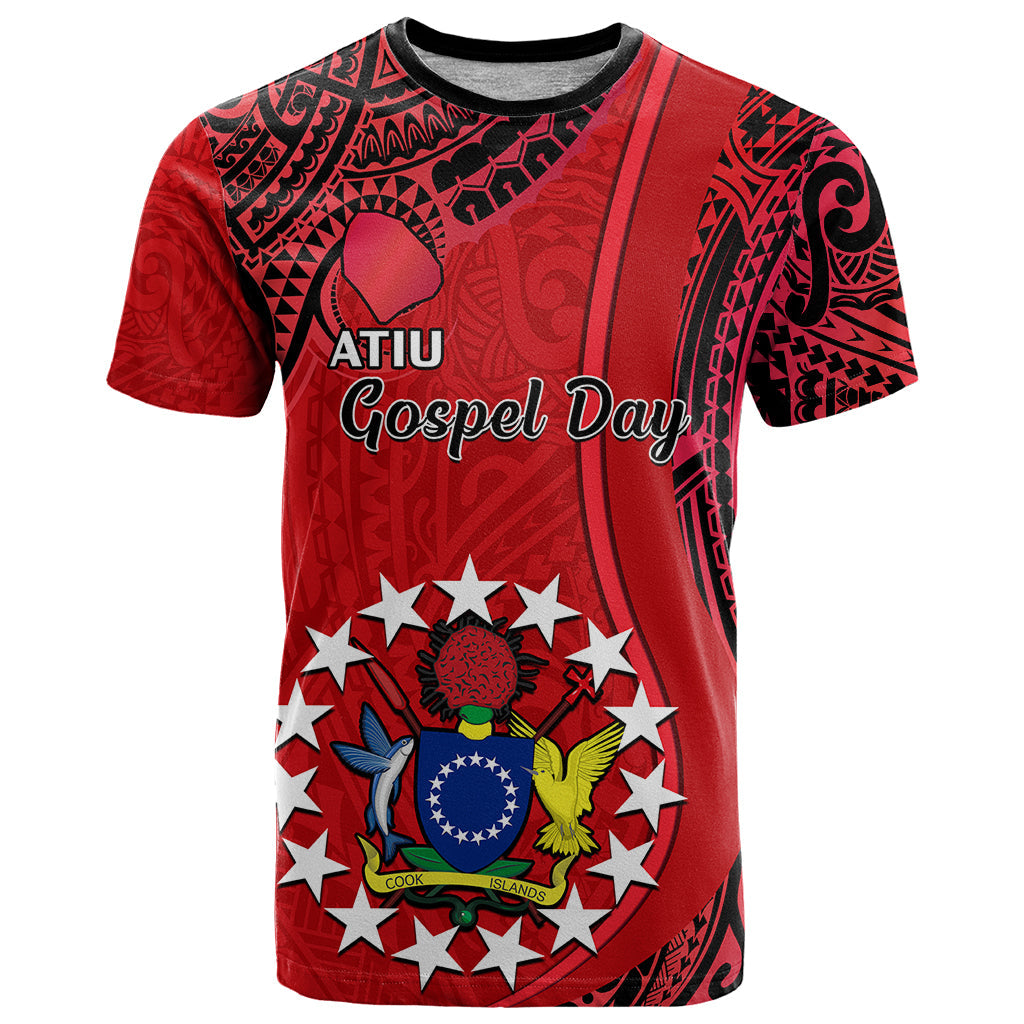 Personalised 20 July Atiu Island Gospel Day T-Shirt Cook Islands Tribal Pattern Graphic Tee