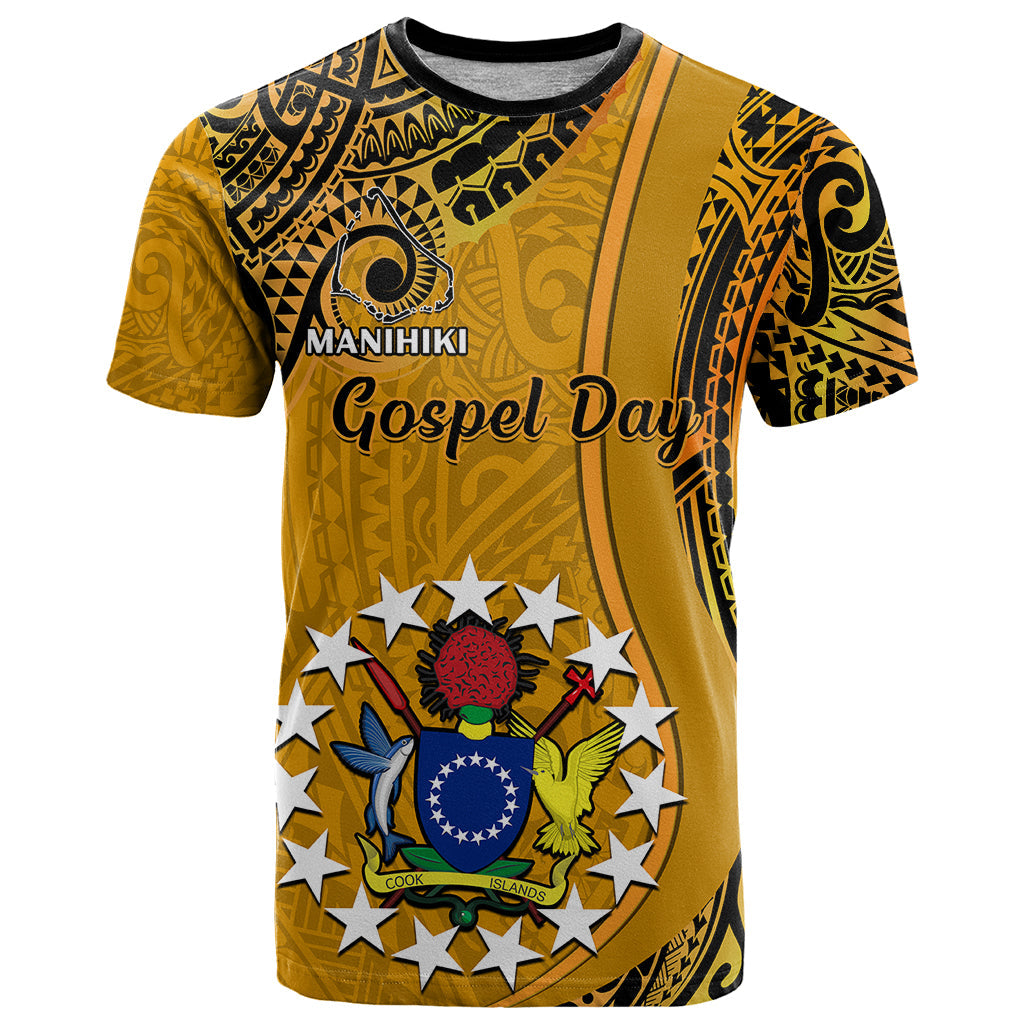 Personalised 8 August Manihiki Island Gospel Day T-Shirt Cook Islands Tribal Pattern Graphic Tee