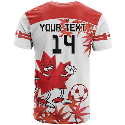 Custom Canada Soccer T-Shirt Les Rouges Cute Maple Leaf Mascot Graphic Tee