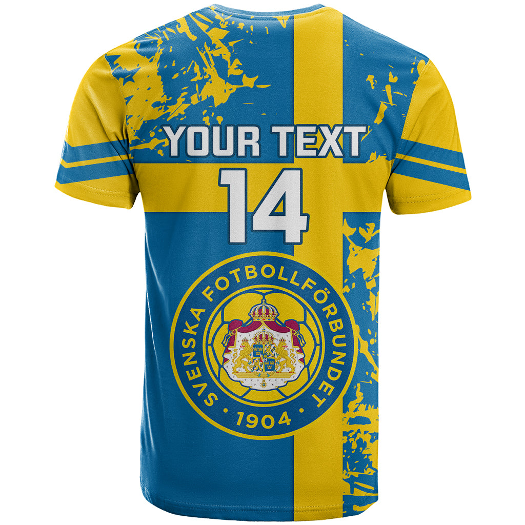 Custom Sweden Football T-Shirt Come On Sverige World Cup Graphic Tee