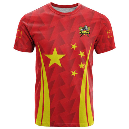 Personalised China Badminton T-Shirt 2024 Sporty Red Version Graphic Tee
