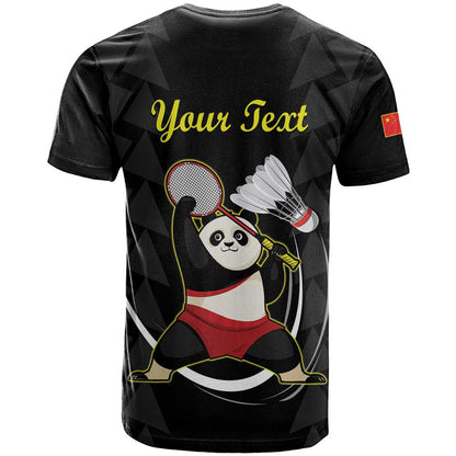 Personalised China Badminton T-Shirt 2024 Chinese Cute Panda Black Version Graphic Tee
