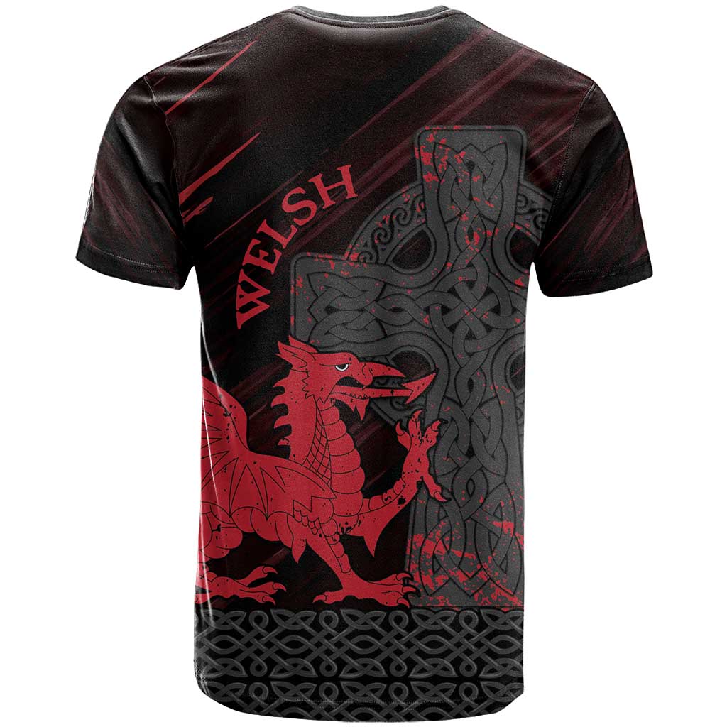 Wales T-Shirt Celtic Cross Welsh Red Dragon Graphic Tee
