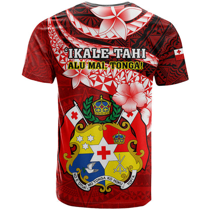 Tonga Rugby T-Shirt Ikale Tahi Tongan Ngatu Pattern With Dabbing Ball Graphic Tee
