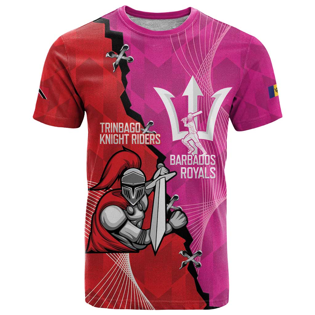 Barbados and Trinbago Cricket Personalized T-Shirt Royals Knight Riders Together Graphic Tee
