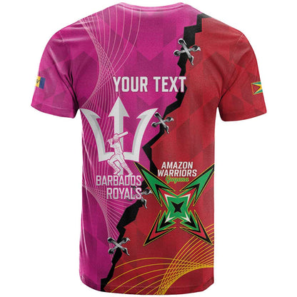 Barbados and Guyana Cricket Personalized T-Shirt Royals Amazon Warriors Together Graphic Tee
