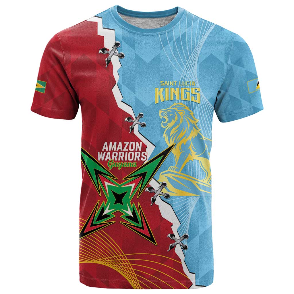 Saint Lucia and Guyana Cricket Personalized T-Shirt Kings Amazon Warriors Together Graphic Tee